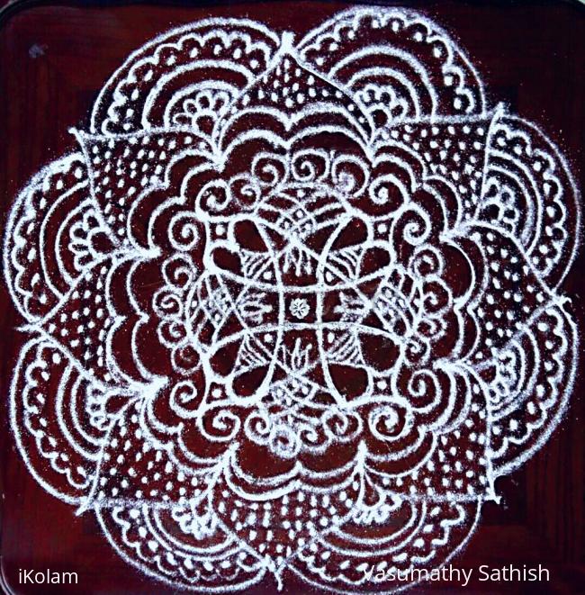 Rangoli: Freehand rangoli with kolamavu 