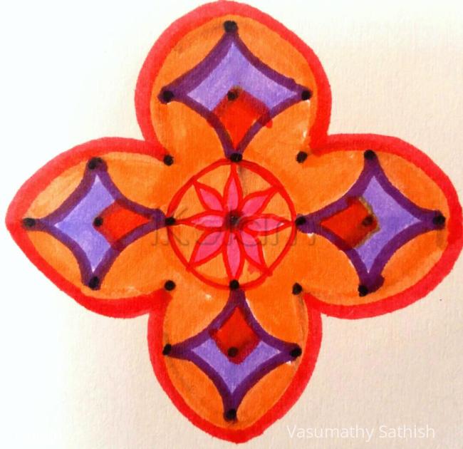 Rangoli: Beginner's Dotted Rangoli  with 7-1 straight dots 