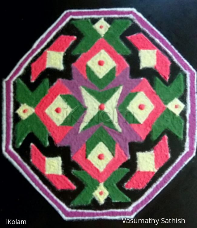 Rangoli: Margazhi Day 10 Kolam -  Spot designed dotted rangoli  with 13×5; till 5 straight dots. 