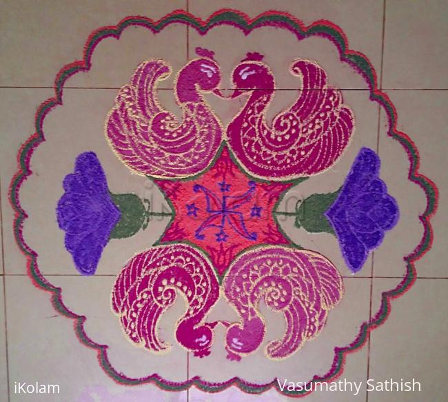 Rangoli: Margazhi Day 16 kolam - A Swan Rangoli with 15-8 interlaced dots. HAPPY NEW YEAR TO ALL 