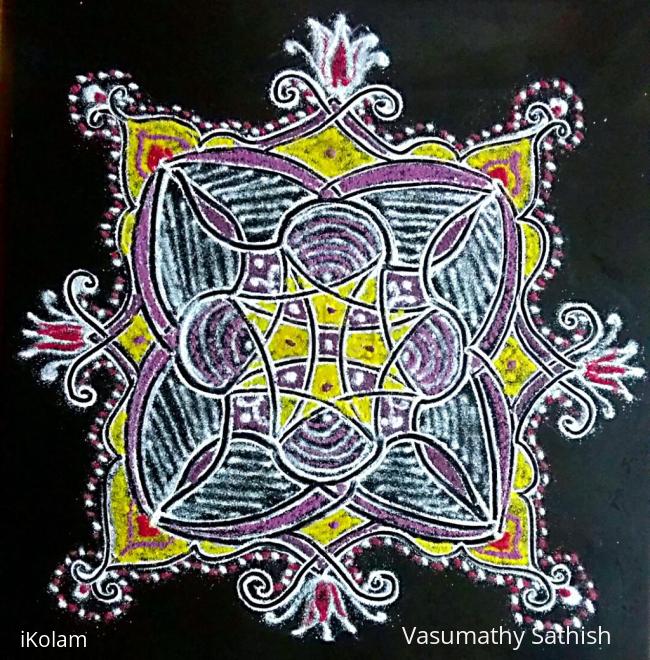 Rangoli: A Freehand padi kolam 