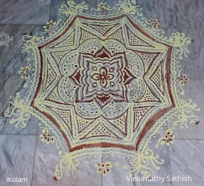 Rangoli: Thai velli - 4 A freehand design