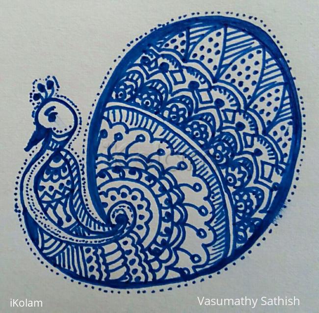 Rangoli: Freehand Peacock design 