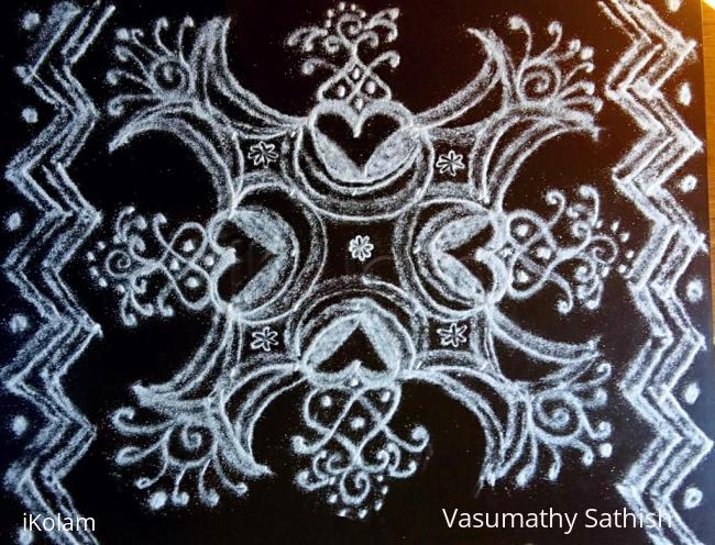 Rangoli: Beginner's Dotted Iyengar Padi Kolam 02 (5-5 straight dots ).