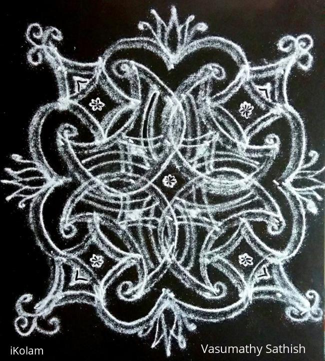 Rangoli: Beginner's Dotted Iyengar Padi Kolam 04(7-7  straight dots ).