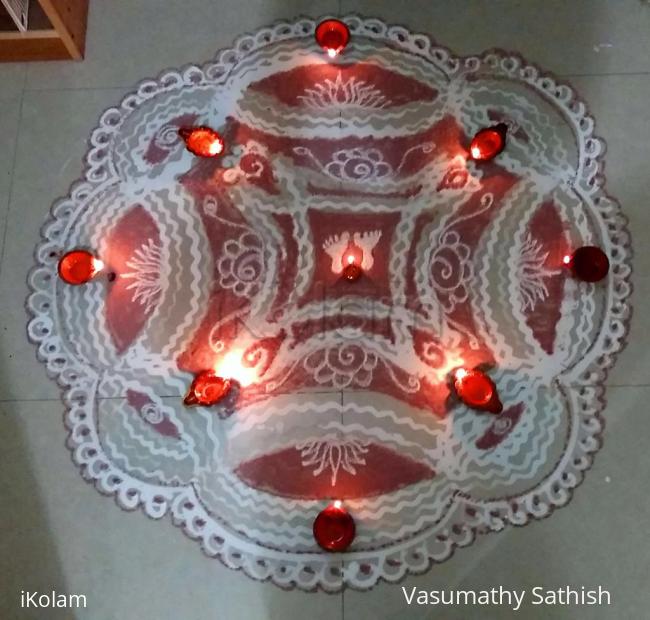 Rangoli: Krishnajayanthi Padi Kolam with rice batter