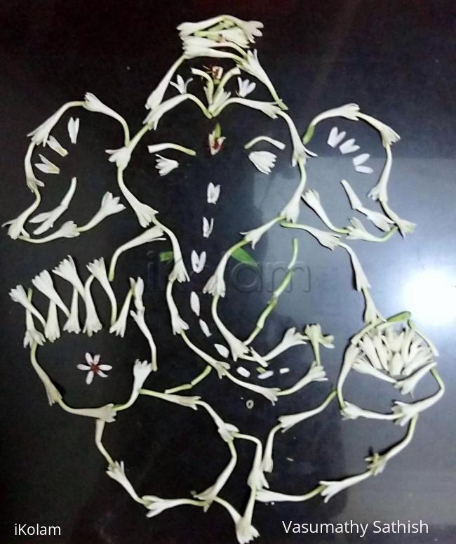 Rangoli: Pookolam #008 Sempanki Vinayakar.