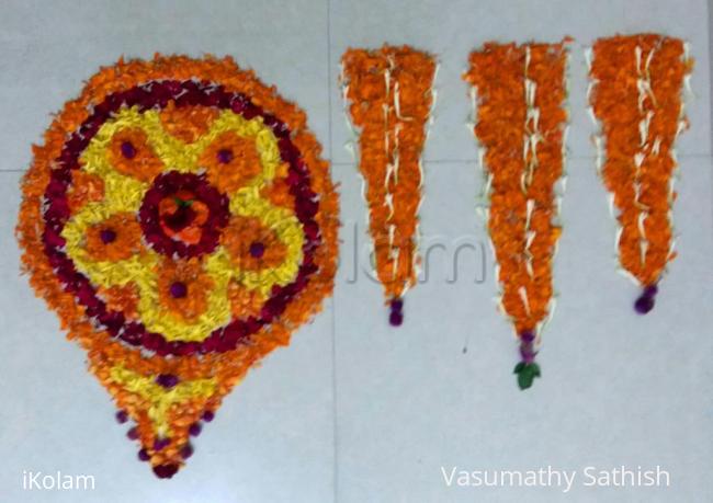 Rangoli: Poo kolam # 010 Onam Special Poo kolam by my neighbour