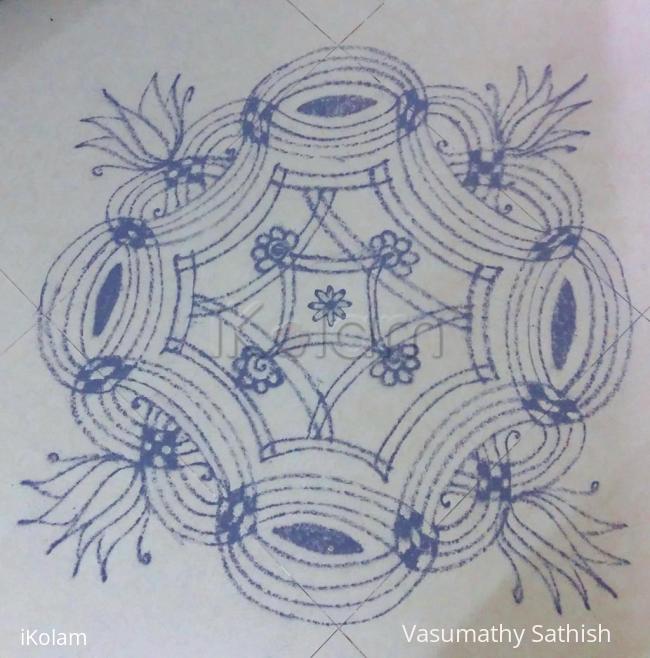 Rangoli: Navarathiri Day 1 Iyengar Padi Kolam in grey colour