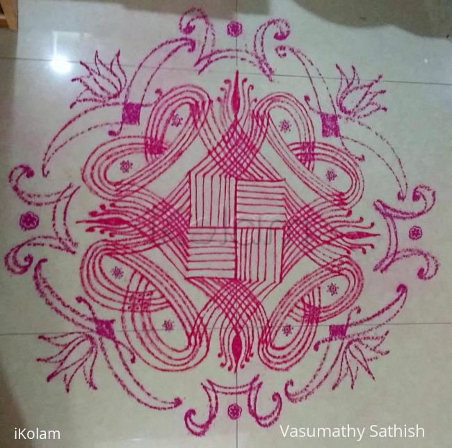 Rangoli: VIJAYADASAMI KOLAM IN PINK COLOUR