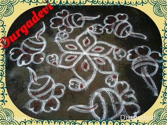 Rangoli: Deepam kolam with kavi