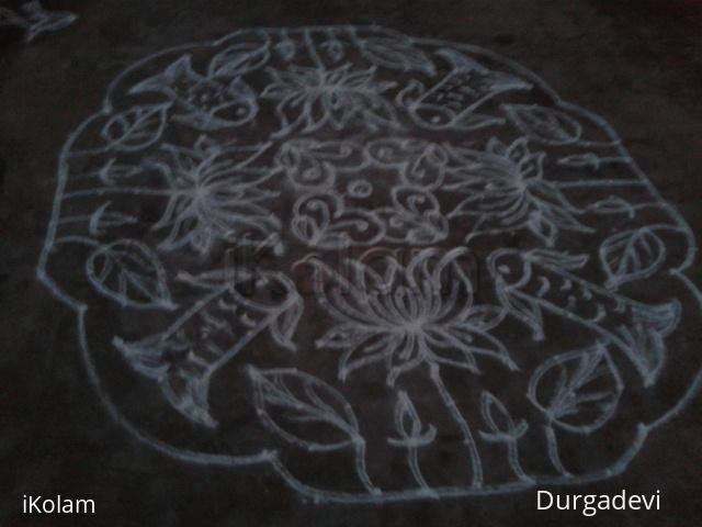 Rangoli: fish and lotus kolam