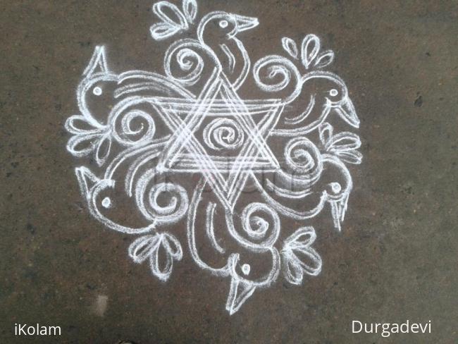 Rangoli: DD 4 LINE STAR kolam