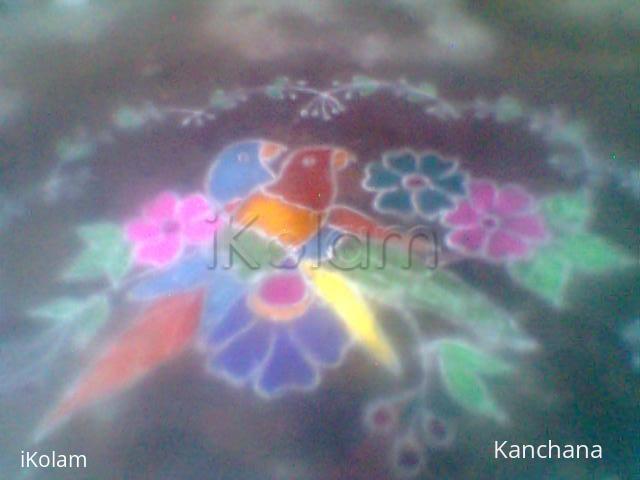 Rangoli: colourful birds and flowers