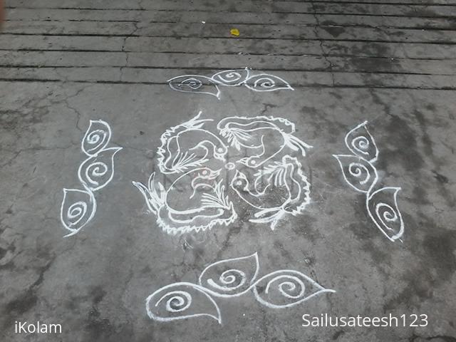 Rangoli: ducks in pond,daily rangoli.