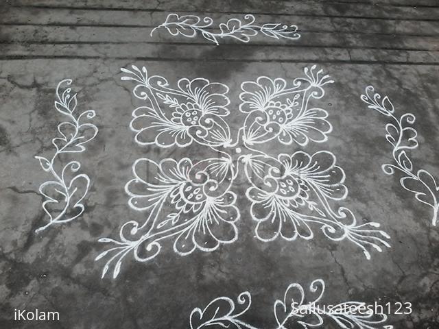 Rangoli: Daily ....Dotted kolam, different flowers