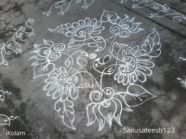 Rangoli: Daily kolam,birds in chikku.....