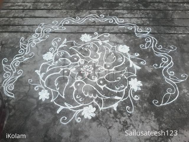 Rangoli: 9 to5 dotted birds kolam