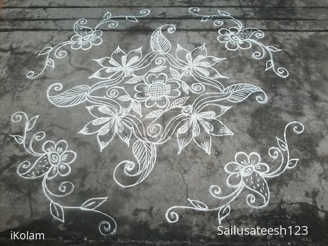 Rangoli: Lotus kolam with 8-8 dots