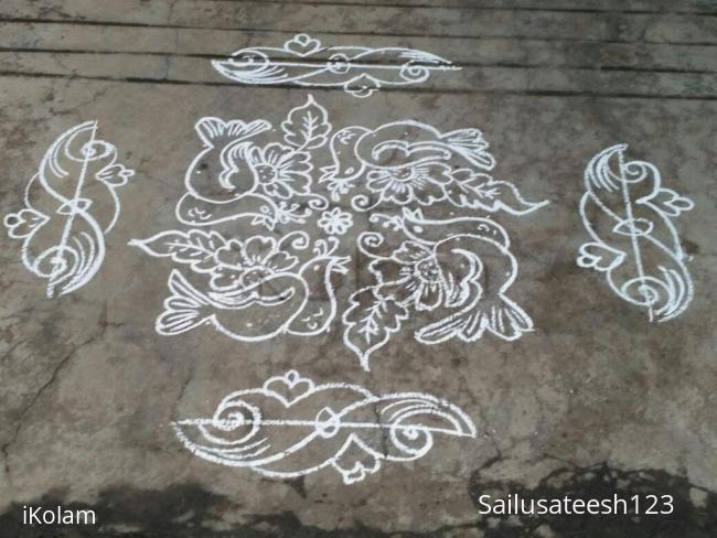 Rangoli: Simple bird kolam...