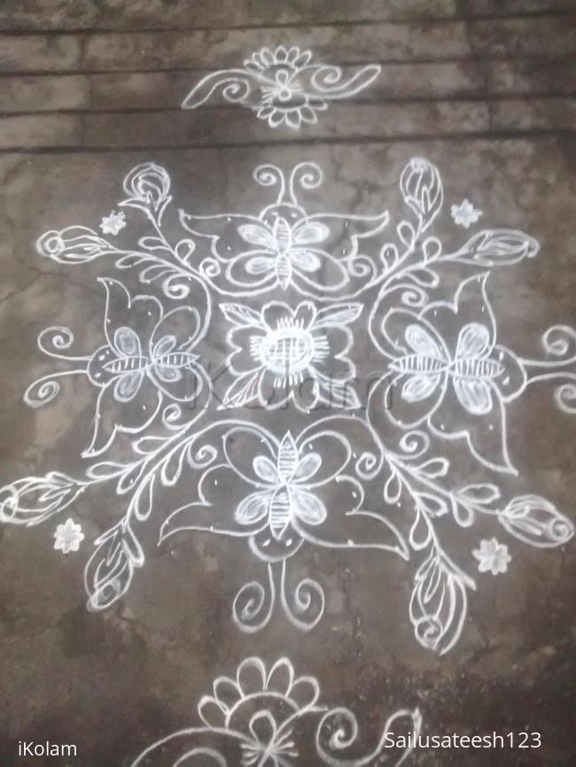 Rangoli: Simple butterflies rangoli....