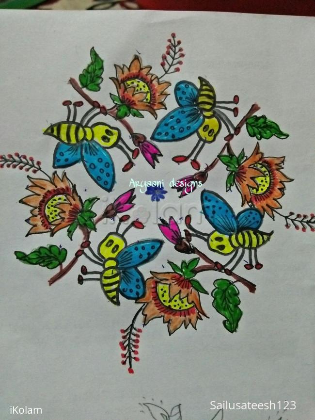 Rangoli: Bees and flies..