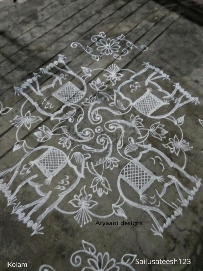 Rangoli: Elephants...day 3