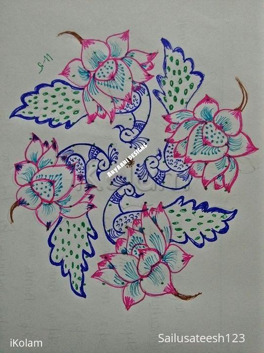 Rangoli: Lotus with peacock....