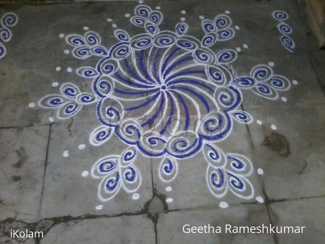 Rangoli: Vibrant blue kolam!