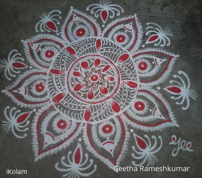 Rangoli: Navarathri Special! Red for day_1 !!