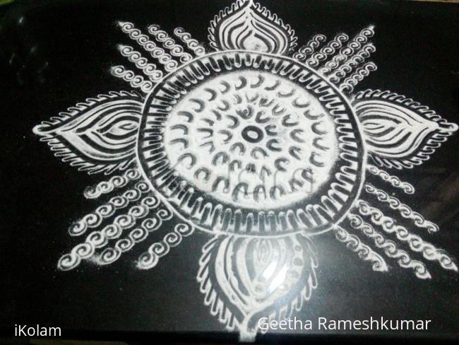 Rangoli: Navarathri day3; White magic!