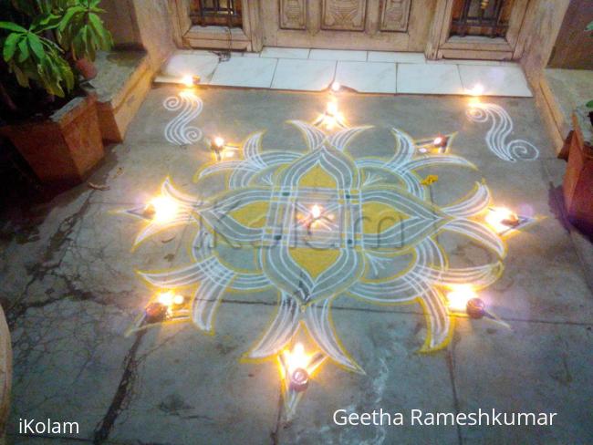 Rangoli: Happy thirukarthigai deepam friends!