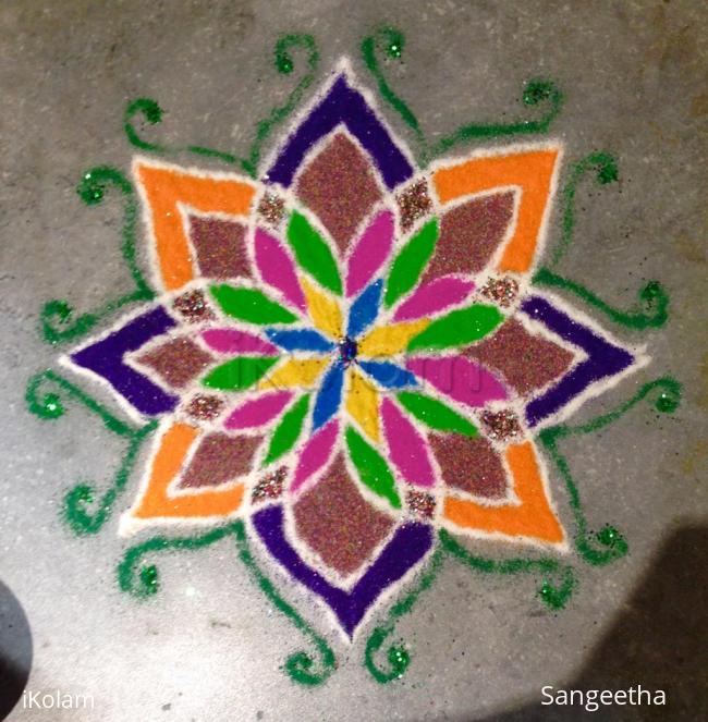 Rangoli: Freehand Rangoli Experiment with Glitter