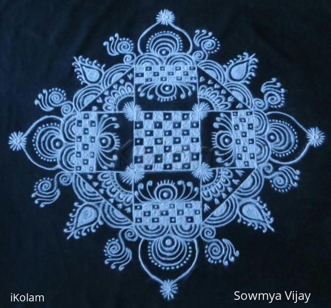 Rangoli: Friday padi kolam in black and white