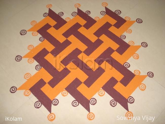 Rangoli: Colour Swastik Kolam 