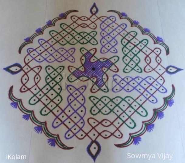 Rangoli: Dotted Kolam -colourful chikku design