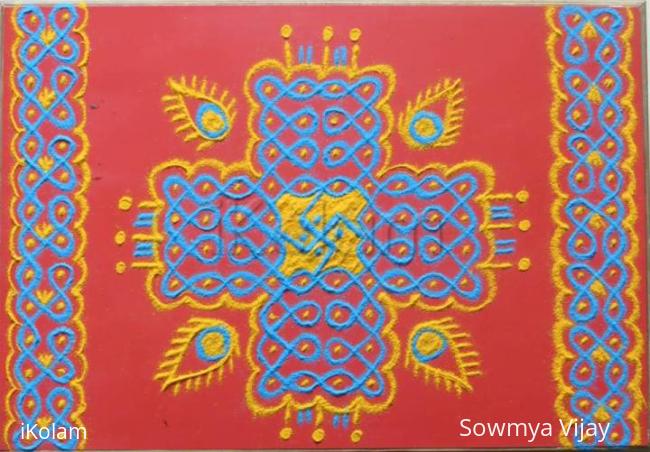 Rangoli: Dotted kolam -Colour chikku kolam