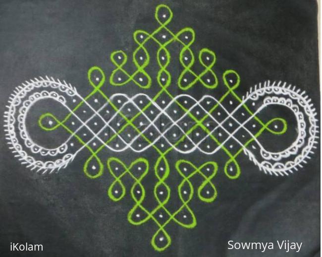 Rangoli: Dotted kolam -Colour chikku kolam