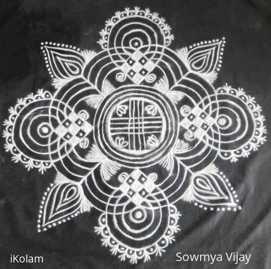 Rangoli: Free hand design in black and white