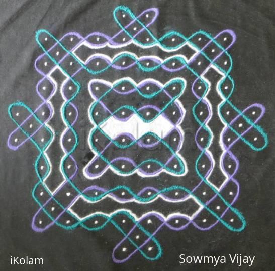 Rangoli: Dotted kolam -Colour chikku kolam