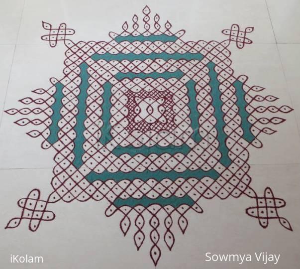 Rangoli: Dotted kolam -Colour chikku kolam