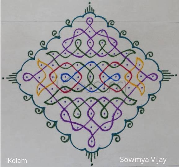 Rangoli: Dotted kolam -Colour chikku kolam