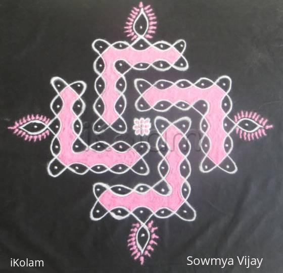 Rangoli: Dotted kolam -Colour chikku kolam