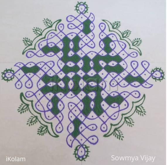 Rangoli: Dotted kolam -Colour chikku kolam