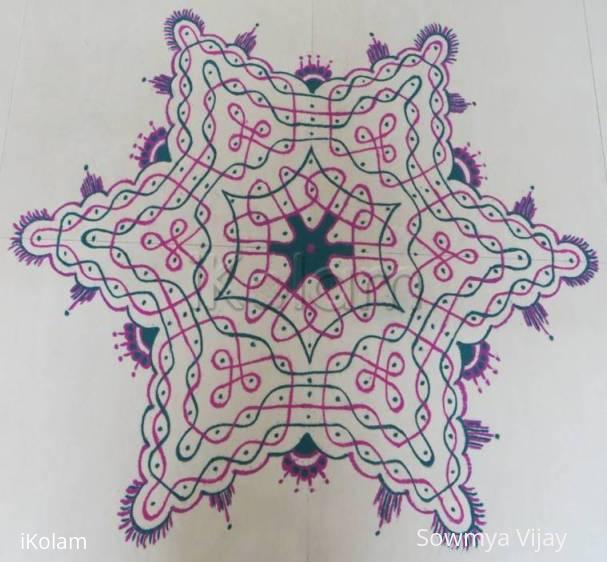 Rangoli: Dotted kolam -Colour chikku kolam