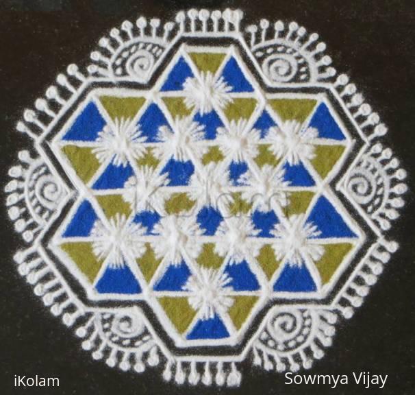 Rangoli: Dotted kolam with colours