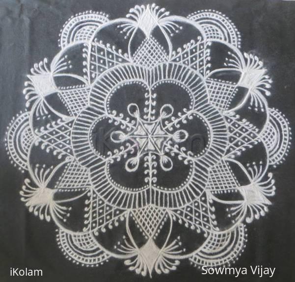 Rangoli: Free Hand design In Black and White