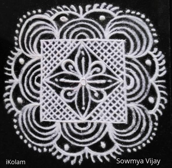 Rangoli: Freehand kolam black and white