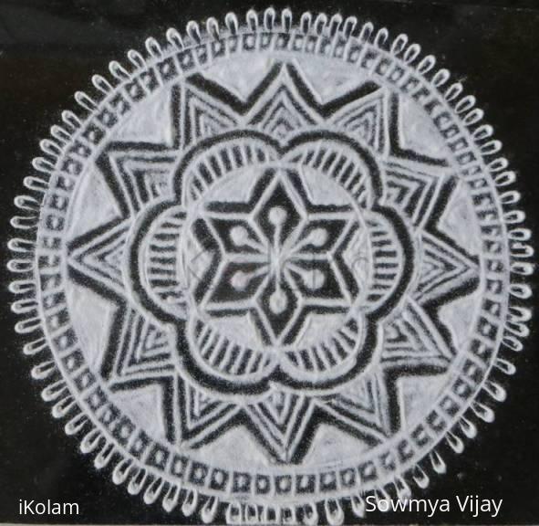 Rangoli: Free hand design in Black and White