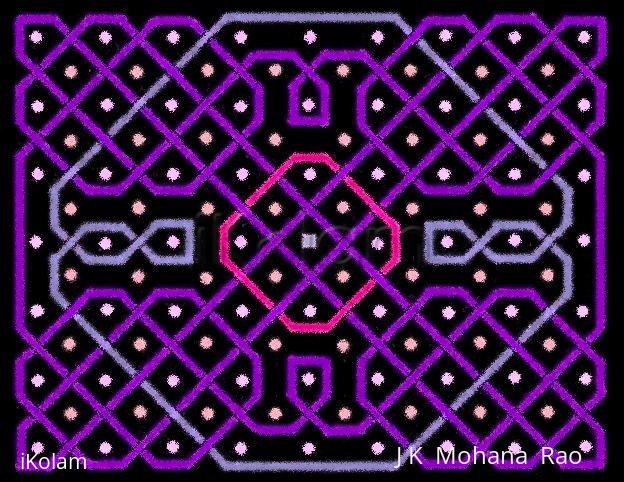 Rangoli: A rangOli with dots in seven rows and nine columns